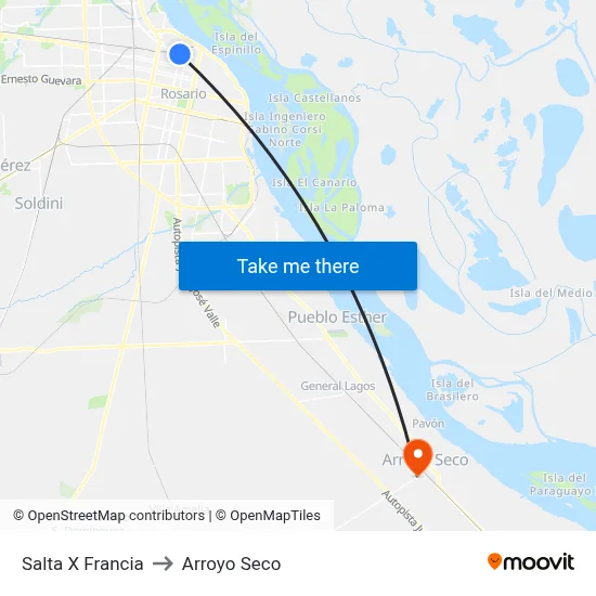 Salta X Francia to Arroyo Seco map