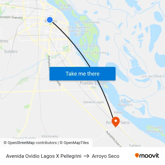 Avenida Ovidio Lagos X Pellegrini to Arroyo Seco map