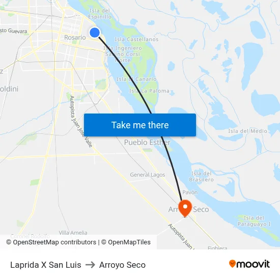 Laprida X San Luis to Arroyo Seco map
