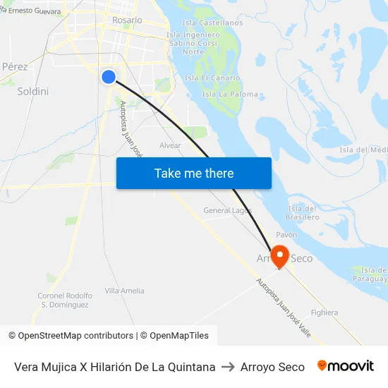 Vera Mujica X Hilarión De La Quintana to Arroyo Seco map
