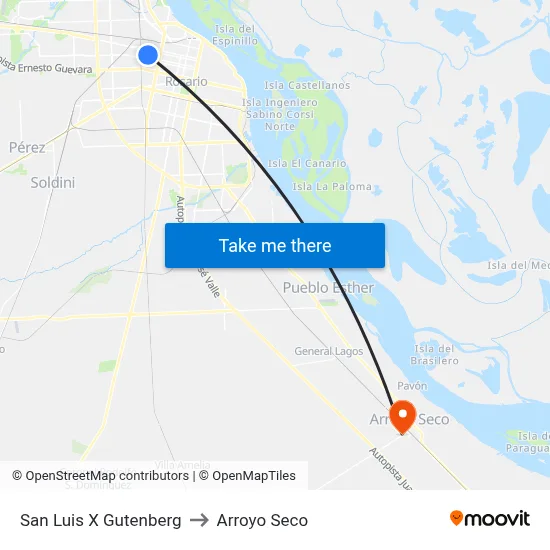 San Luis X Gutenberg to Arroyo Seco map