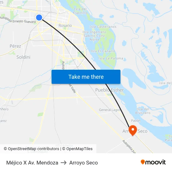 Méjico X Av. Mendoza to Arroyo Seco map