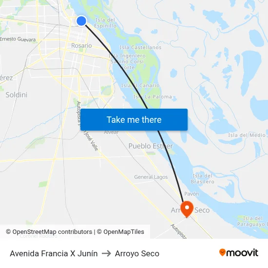 Avenida Francia X Junín to Arroyo Seco map