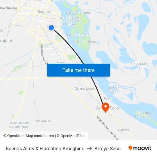 Buenos Aires X Florentino Ameghino to Arroyo Seco map