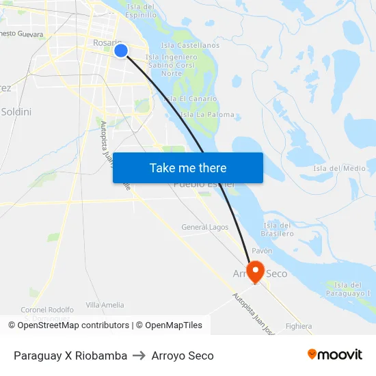 Paraguay X Riobamba to Arroyo Seco map