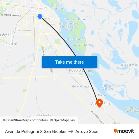 Avenida Pellegrini X San Nicolás to Arroyo Seco map