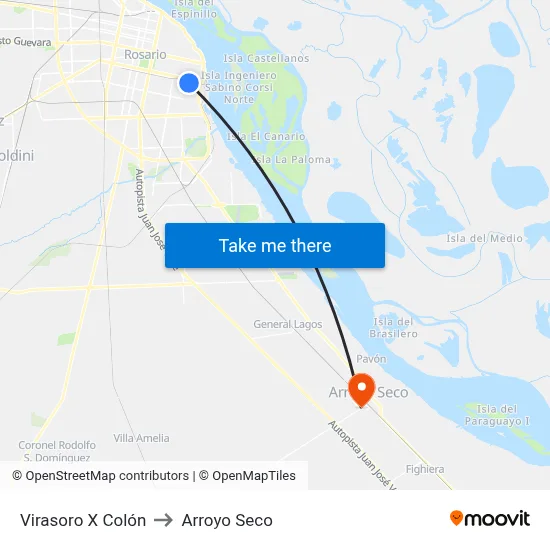 Virasoro X Colón to Arroyo Seco map