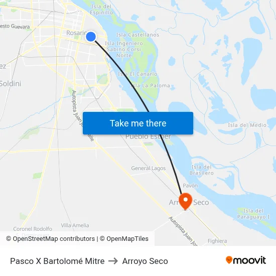 Pasco X Bartolomé Mitre to Arroyo Seco map