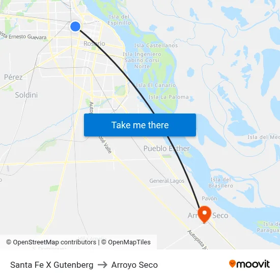 Santa Fe X Gutenberg to Arroyo Seco map