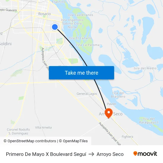 Primero De Mayo X Boulevard Seguí to Arroyo Seco map