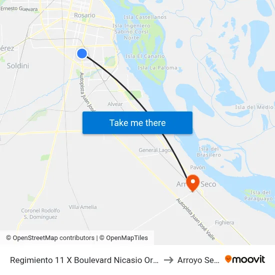 Regimiento 11 X Boulevard Nicasio Oroño to Arroyo Seco map