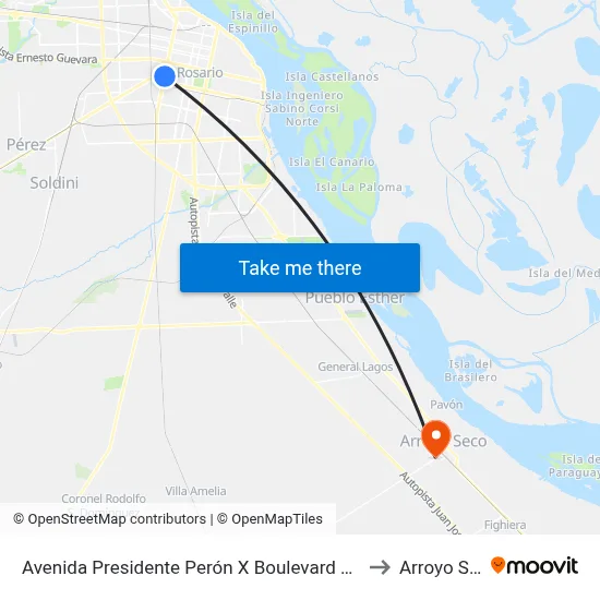 Avenida Presidente Perón X Boulevard Avellaneda to Arroyo Seco map