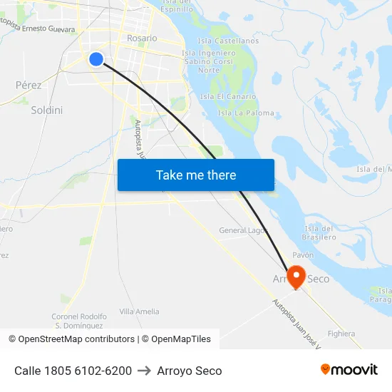 Calle 1805 6102-6200 to Arroyo Seco map