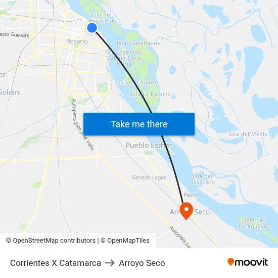Corrientes X Catamarca to Arroyo Seco map