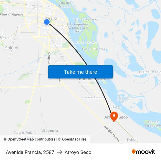 Avenida Francia, 2587 to Arroyo Seco map