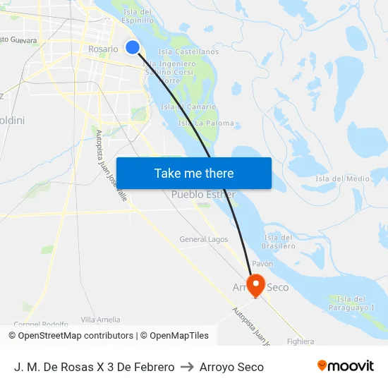 J. M. De Rosas X 3 De Febrero to Arroyo Seco map
