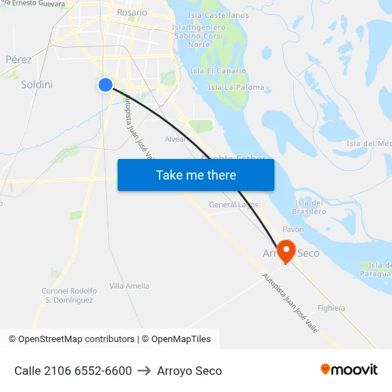 Calle 2106 6552-6600 to Arroyo Seco map