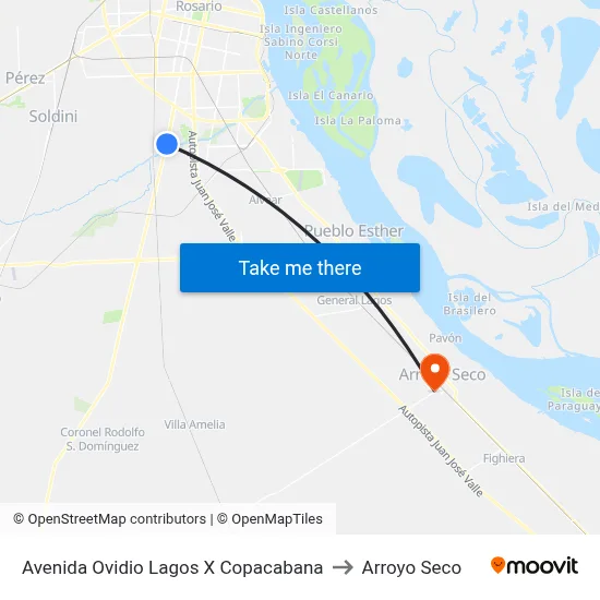Avenida Ovidio Lagos X Copacabana to Arroyo Seco map