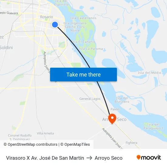 Virasoro X Av. José De San Martín to Arroyo Seco map