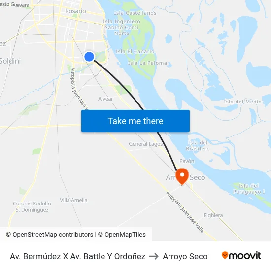 Av. Bermúdez X Av. Battle Y Ordoñez to Arroyo Seco map