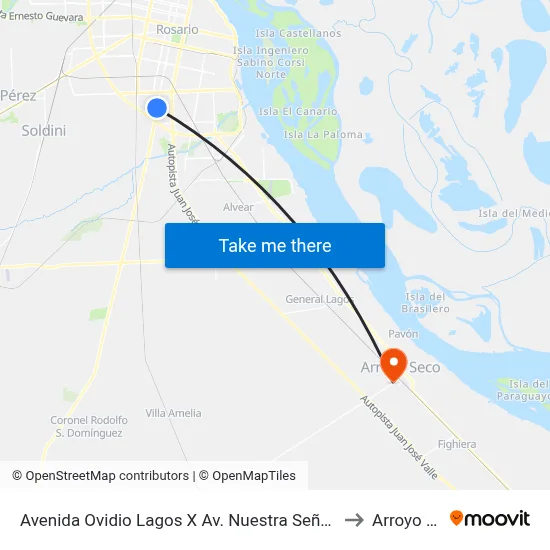 Avenida Ovidio Lagos X Av. Nuestra Señora Del Rosario to Arroyo Seco map