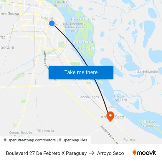 Boulevard 27 De Febrero X Paraguay to Arroyo Seco map