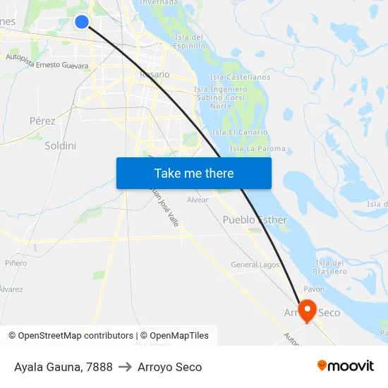 Ayala Gauna, 7888 to Arroyo Seco map