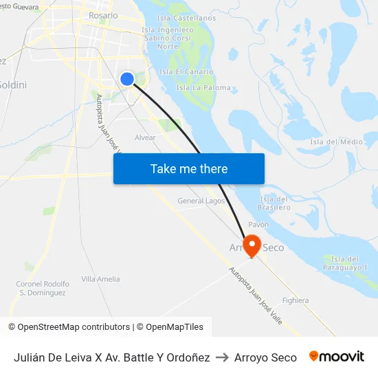 Julián De Leiva X Av. Battle Y Ordoñez to Arroyo Seco map