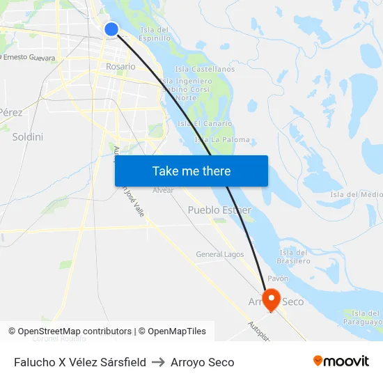 Falucho X Vélez Sársfield to Arroyo Seco map