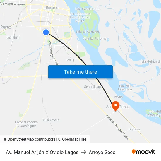Av. Manuel Arijón X Ovidio Lagos to Arroyo Seco map