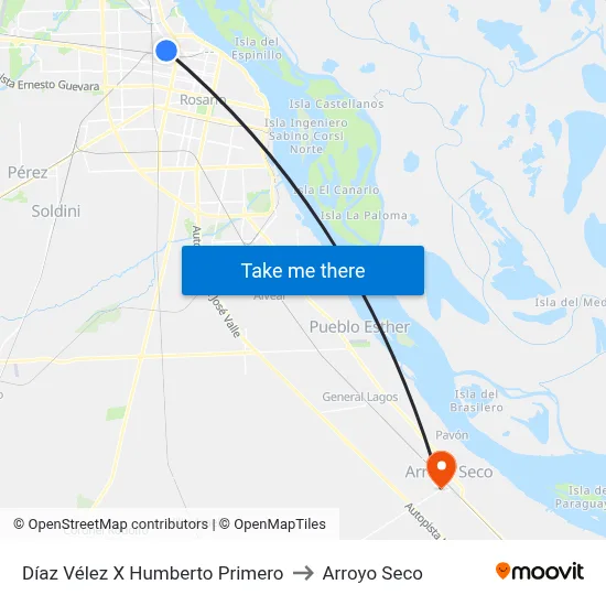 Díaz Vélez X Humberto Primero to Arroyo Seco map