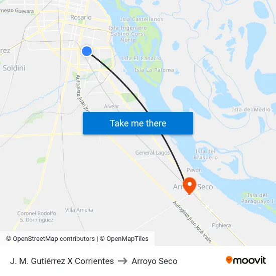 J. M. Gutiérrez X Corrientes to Arroyo Seco map