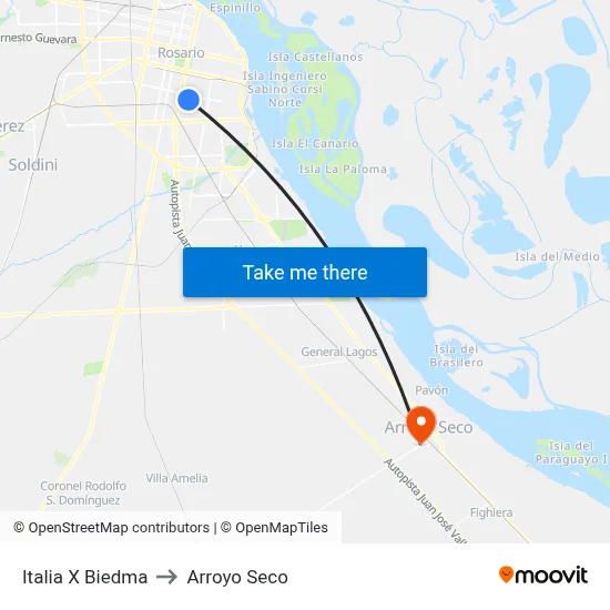 Italia X Biedma to Arroyo Seco map