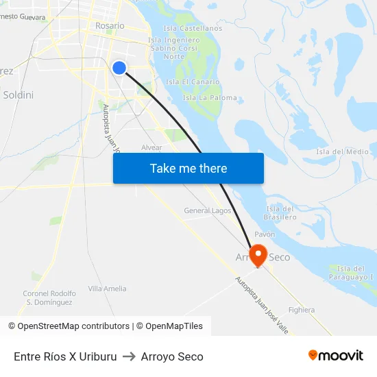 Entre Ríos X Uriburu to Arroyo Seco map