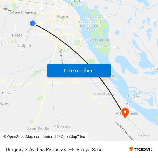Uruguay X Av. Las Palmeras to Arroyo Seco map