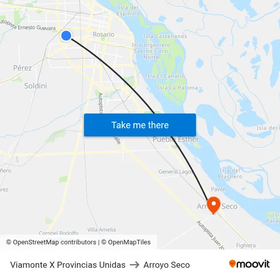 Viamonte X Provincias Unidas to Arroyo Seco map