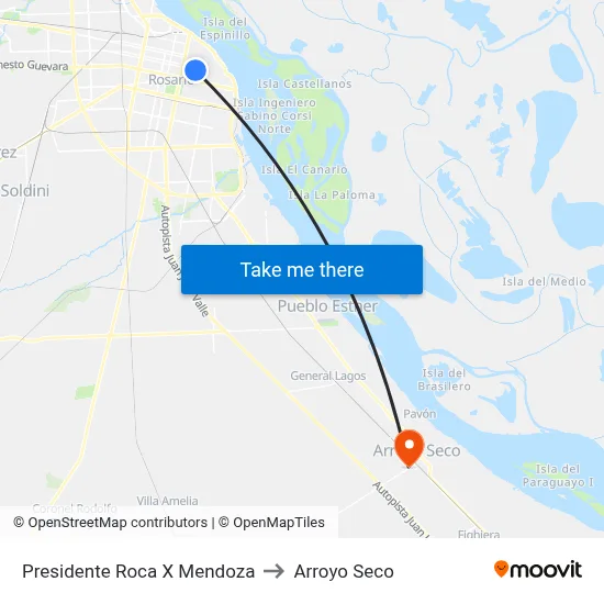 Presidente Roca X Mendoza to Arroyo Seco map