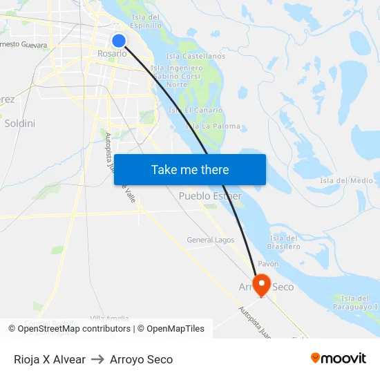 Rioja X Alvear to Arroyo Seco map