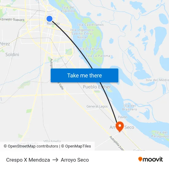 Crespo X Mendoza to Arroyo Seco map