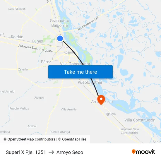 Superí X Pje. 1351 to Arroyo Seco map