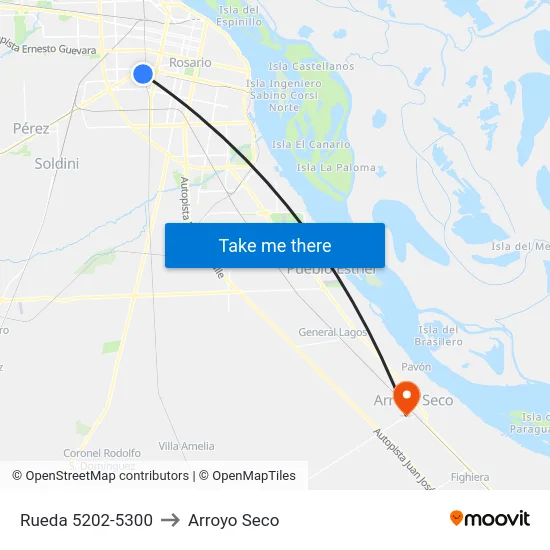 Rueda 5202-5300 to Arroyo Seco map