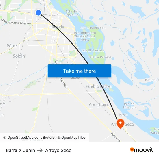 Barra X Junín to Arroyo Seco map