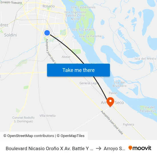 Boulevard Nicasio Oroño X Av. Battle Y Ordoñez to Arroyo Seco map