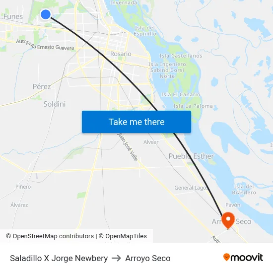 Saladillo X Jorge Newbery to Arroyo Seco map
