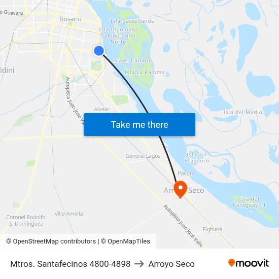 Mtros. Santafecinos 4800-4898 to Arroyo Seco map