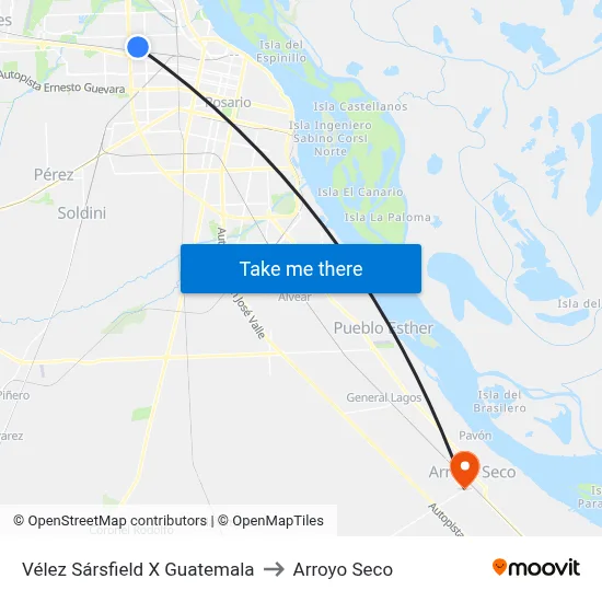 Vélez Sársfield X Guatemala to Arroyo Seco map