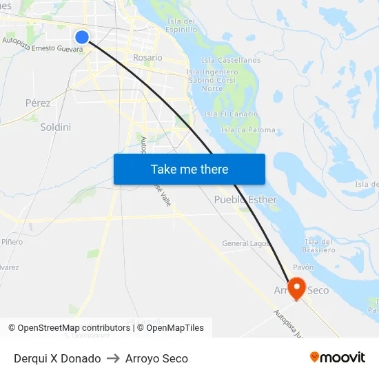 Derqui X Donado to Arroyo Seco map
