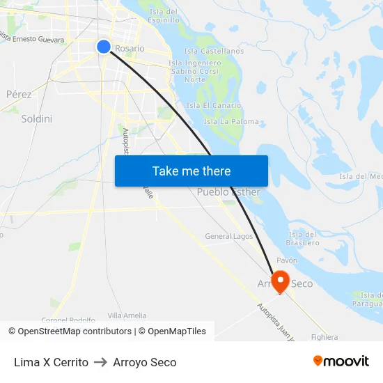 Lima X Cerrito to Arroyo Seco map