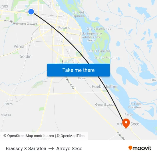 Brassey X Sarratea to Arroyo Seco map