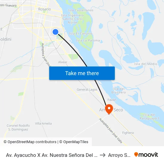 Av. Ayacucho X Av. Nuestra Señora Del Rosario to Arroyo Seco map